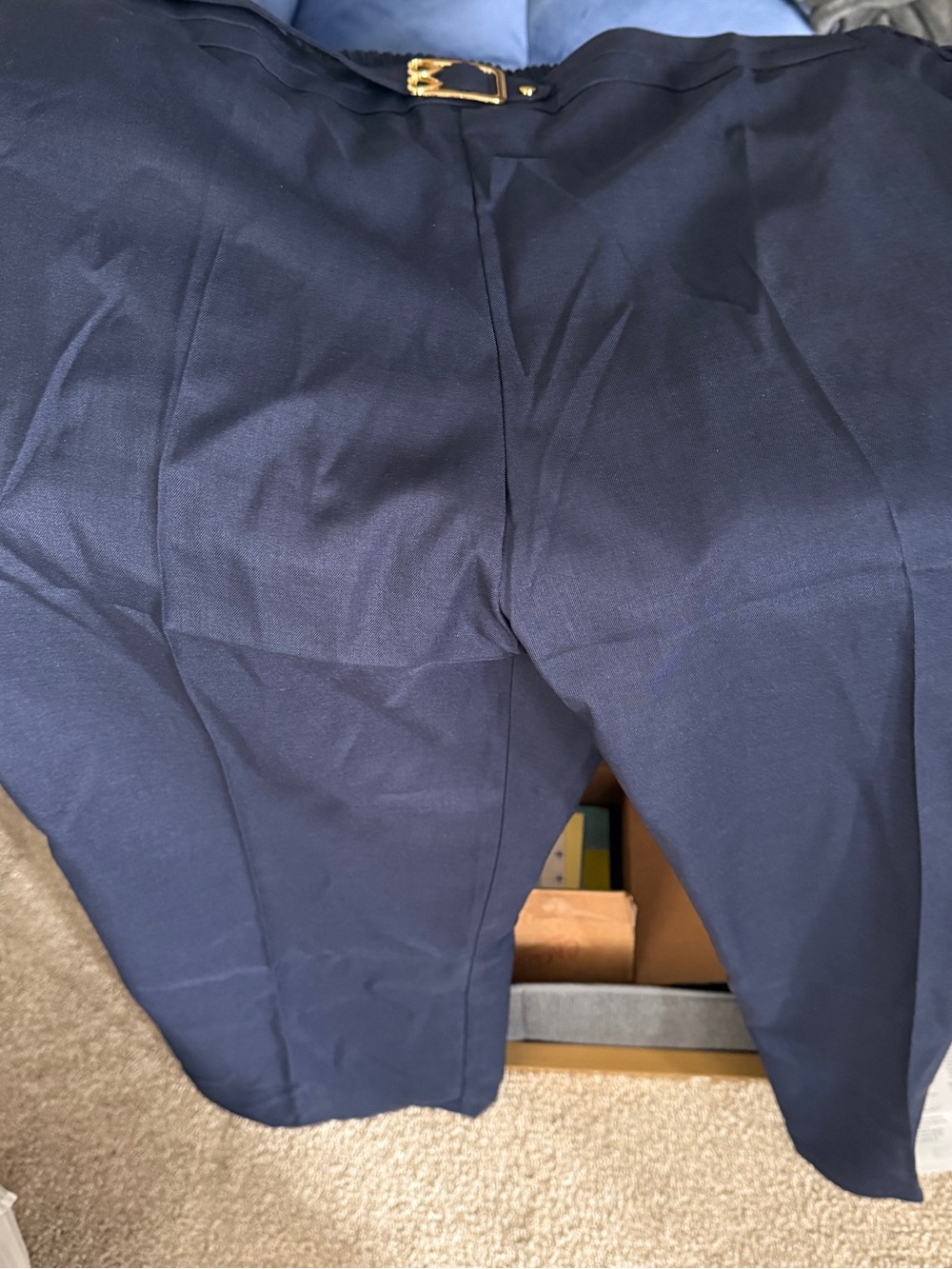 Navy High-Waist Wide Leg Trousers